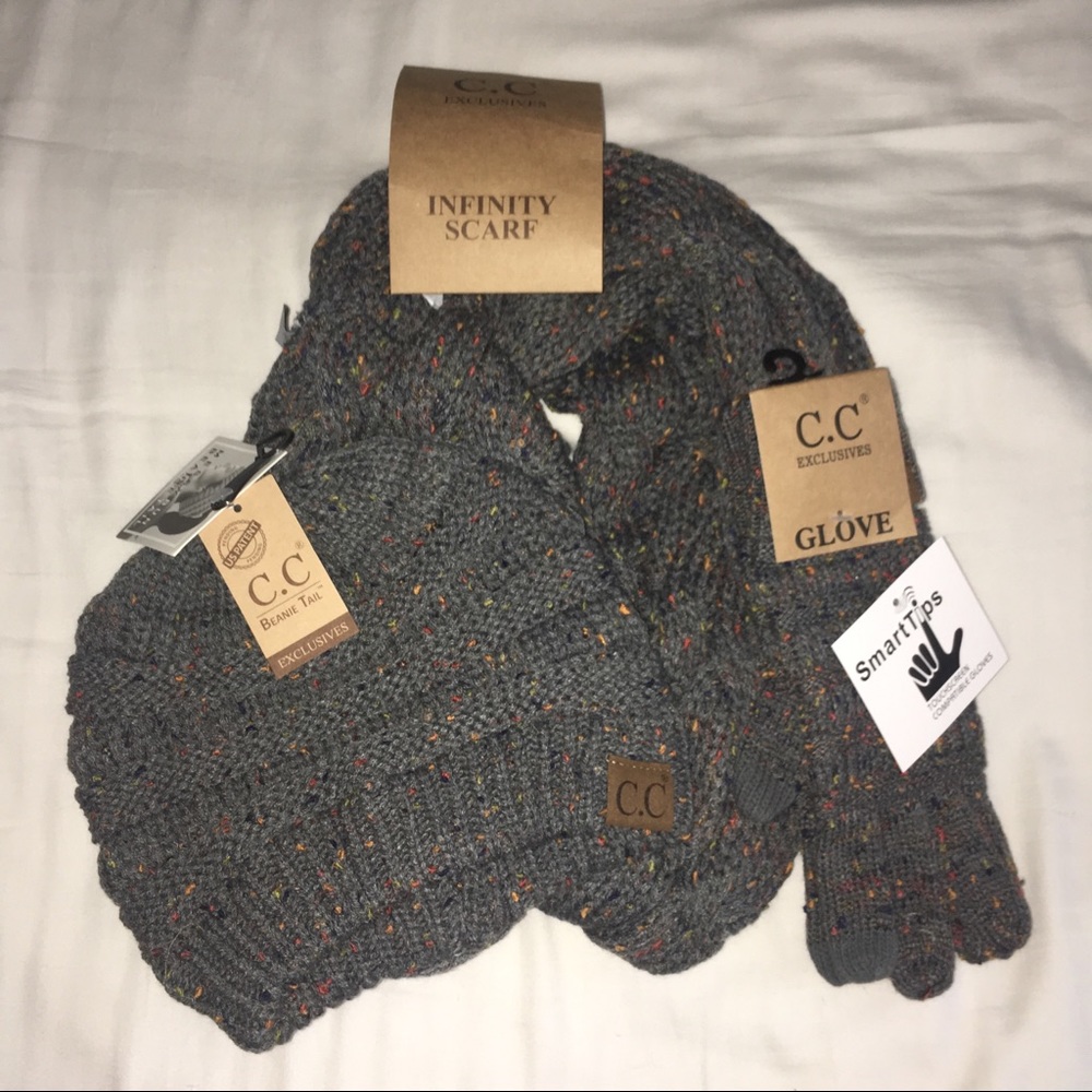 Glove, Infinity Scarf, and Beanie Tail